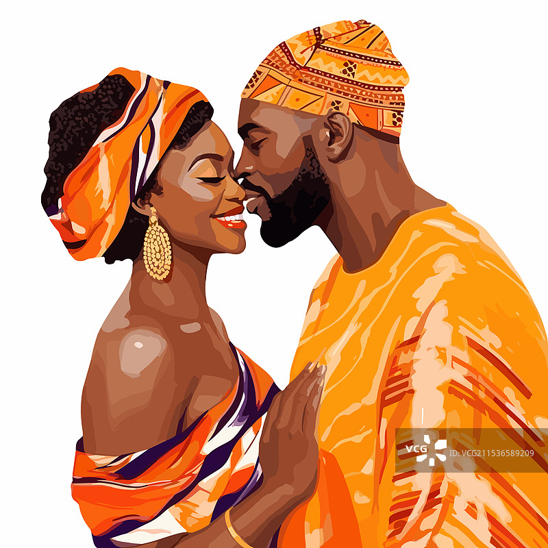 手绘的非洲情侣漫画图片素材