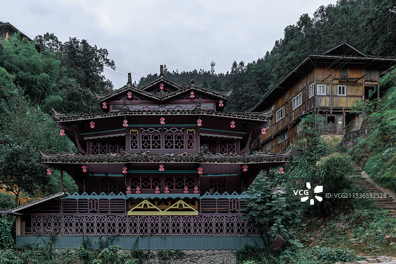 台江县反排苗寨之吊脚楼图片素材