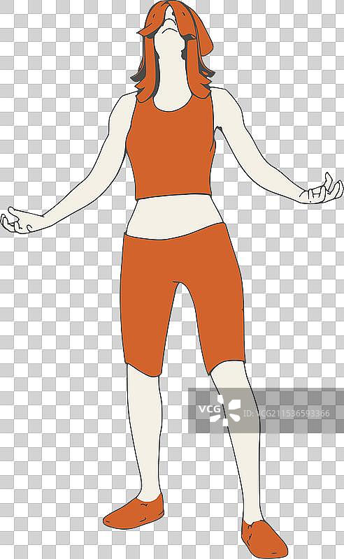 运动女孩以迷人的姿势站立图片素材