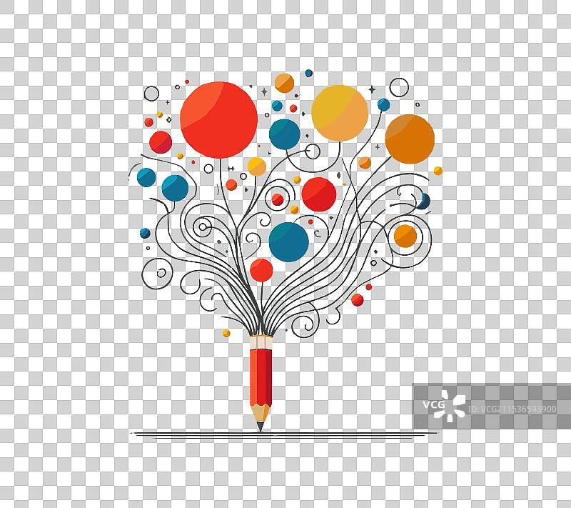 带有卷曲线的图形铅笔图片素材