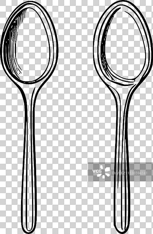 两把优雅设计的勺子，线条流畅。图片素材