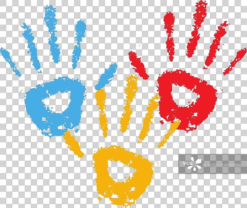 五彩缤纷的手印绘画艺术印章图片素材