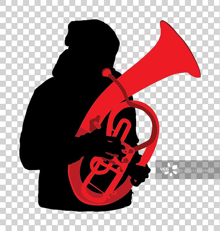 男孩小号演奏者剪影音乐人图片素材