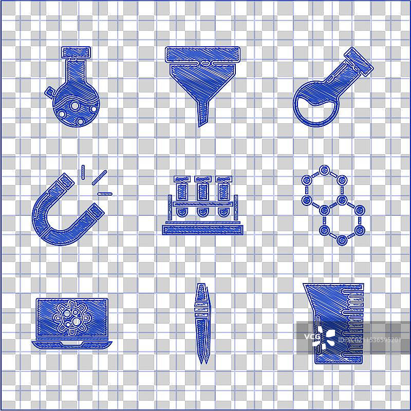 试管、烧瓶和化学镊子图片素材