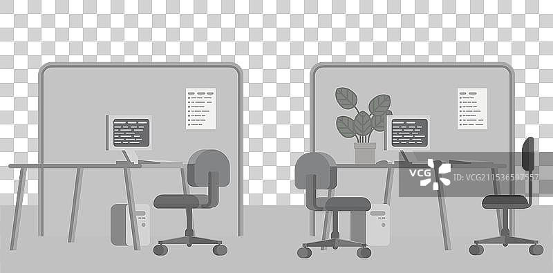 办公室桌子平面背景室内卡通图图片素材