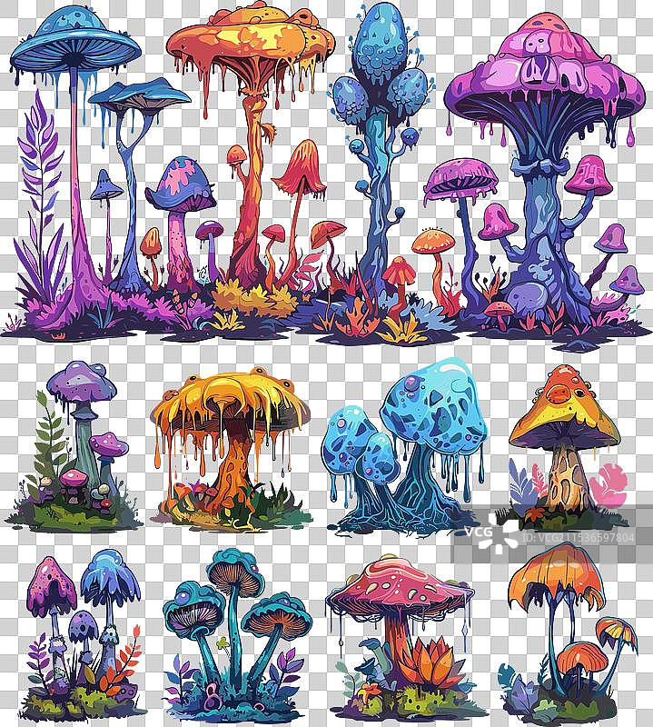 外星蘑菇花卉卡通系列图片素材