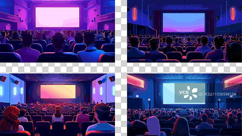 电影院里的人物卡通场景中的男人图片素材
