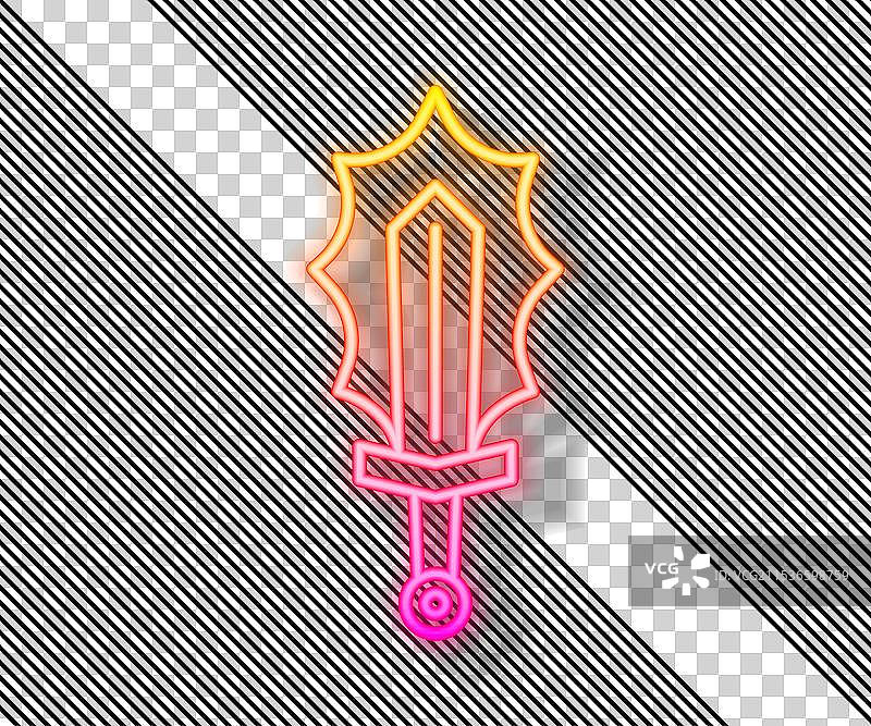 发光的霓虹线魔法剑火焰图标图片素材