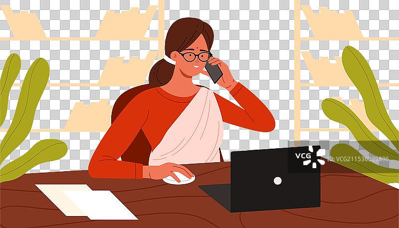 印度女性在使用手机时交谈图片素材