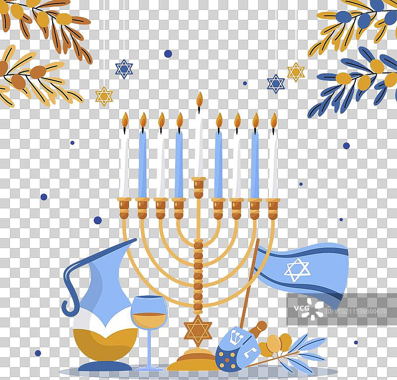 犹太教光明节假期，背景为白色图片素材