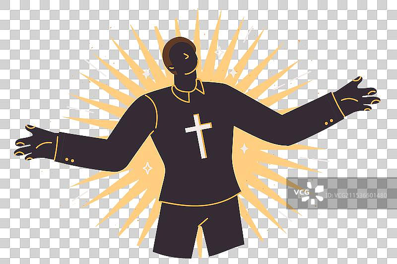 佩戴十字架的基督教传教士在赞美图片素材