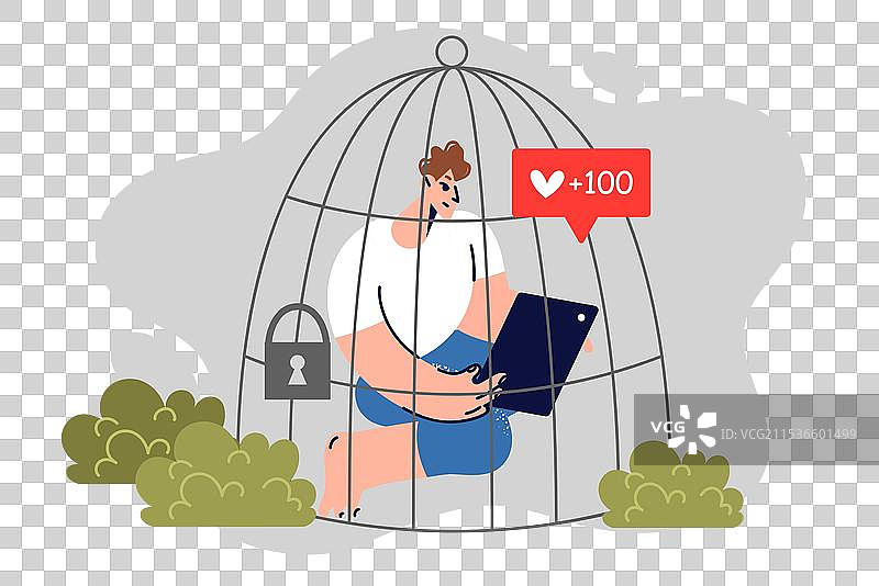 男性博主对社交网络的沉迷图片素材