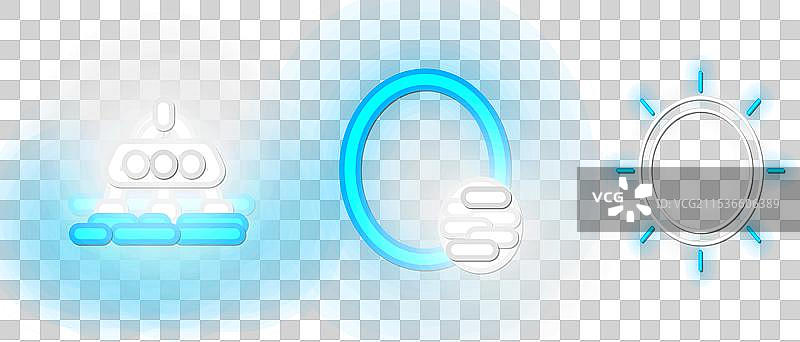 发光的火星探测器与行星图标的线条设置图片素材