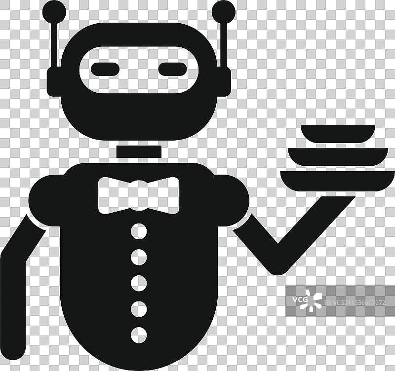 机器人服务员手持盘子上菜图片素材