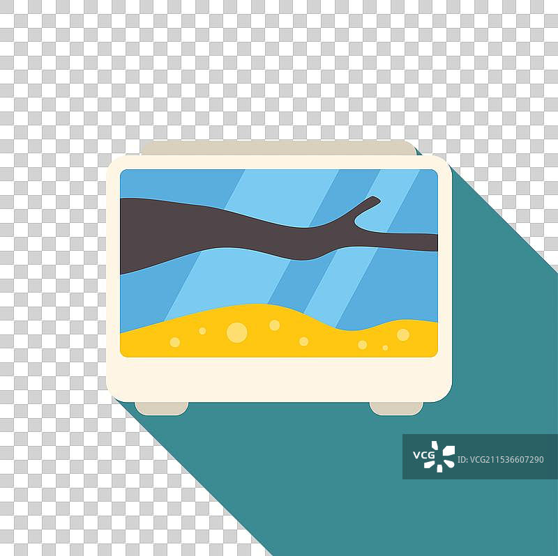 空的方形水族箱，底部有漂流木和沙子图片素材