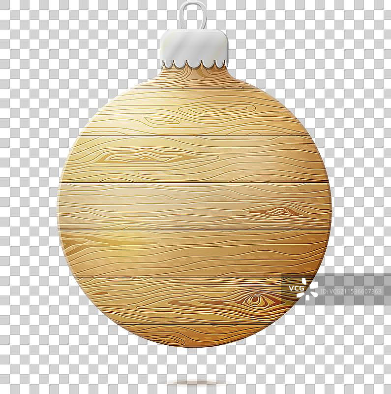 白色背景下的木制节日装饰球图片素材