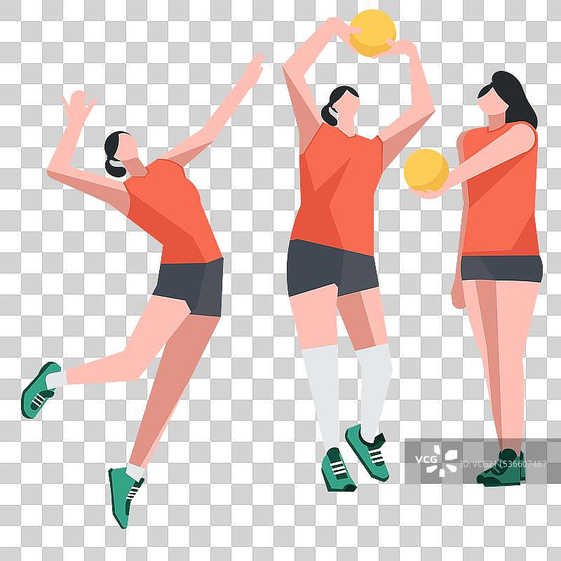 女子排球运动设置图片素材