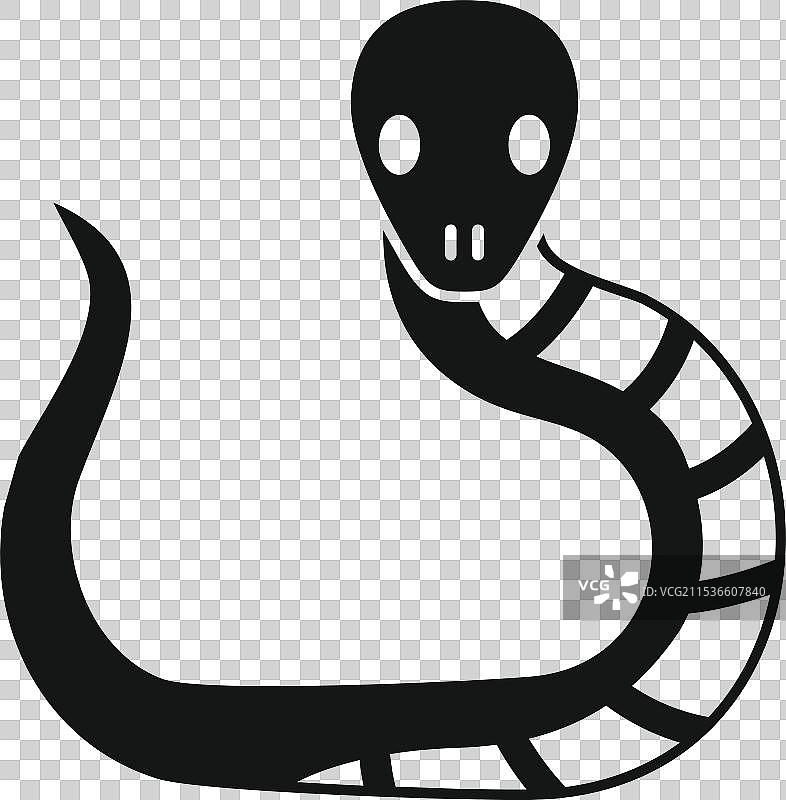 黑曼巴蛇的黑色剪影图标图片素材