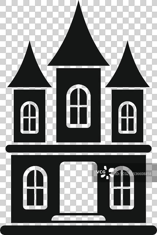 黑色剪影的城堡，带有塔楼和图片素材