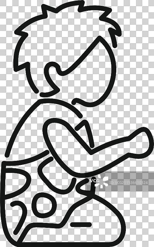 穿着动物皮的原始男孩走进来图片素材