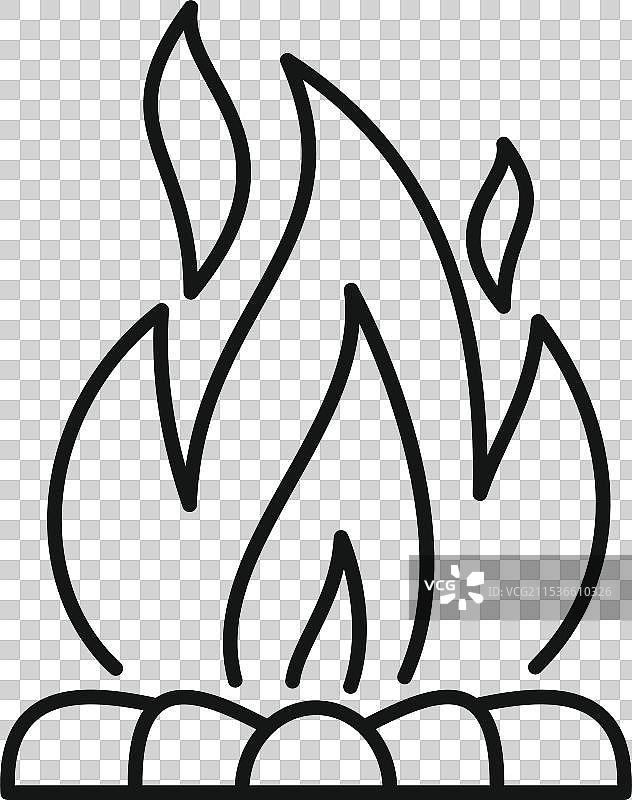 高火焰熊熊燃烧的篝火线条画图片素材