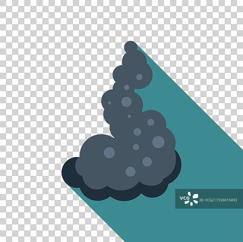 烟雾云在青绿色背景上升起，投下长长的阴影图片素材