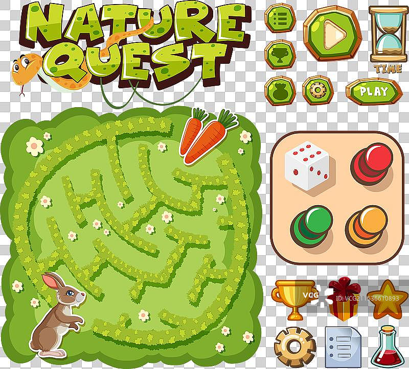 自然花园迷宫游戏模板图片素材