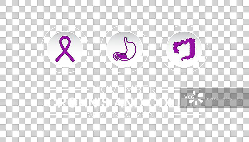 克罗恩病和结肠炎意识月图片素材