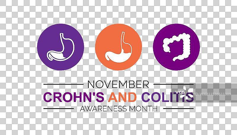 克罗恩病和结肠炎意识月图片素材