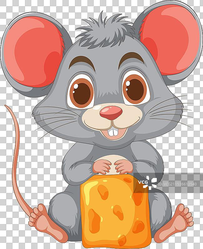 可爱的卡通老鼠拿着一块奶酪图片素材