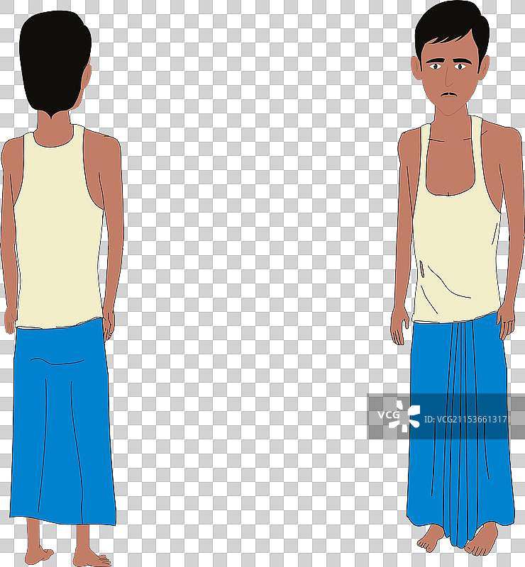 印度村庄男人卡通角色村民图片素材