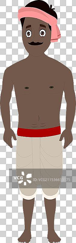 正面站立的印度农民角色图片素材