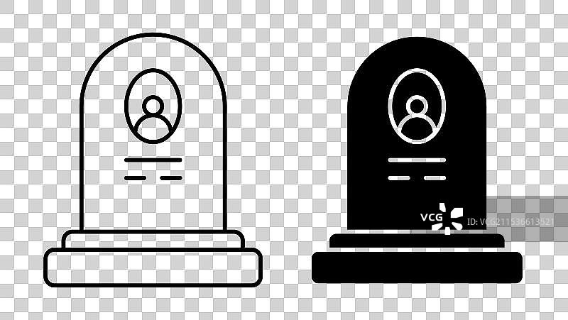 万圣节墓地的线性图标，带有墓碑图片素材