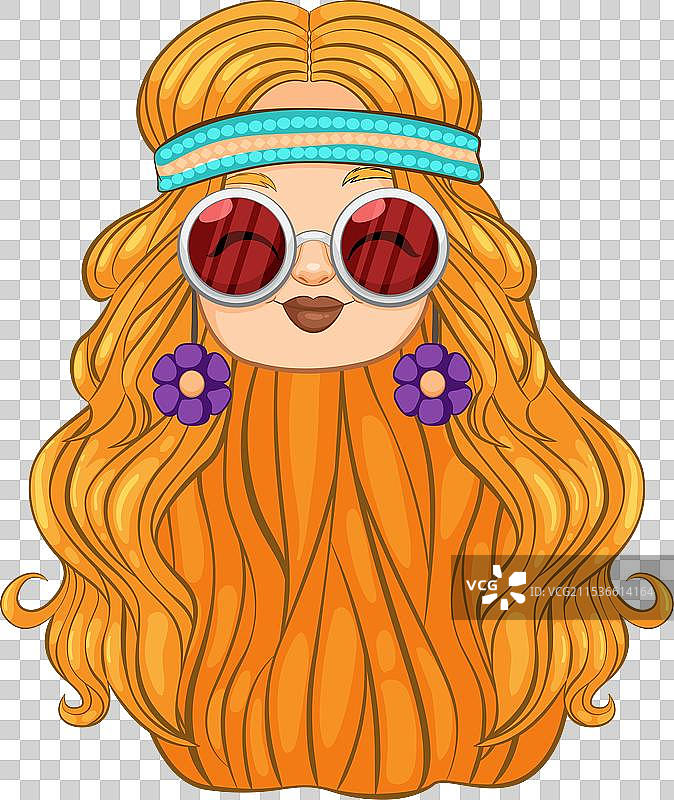 时尚女性角色佩戴复古太阳镜图片素材