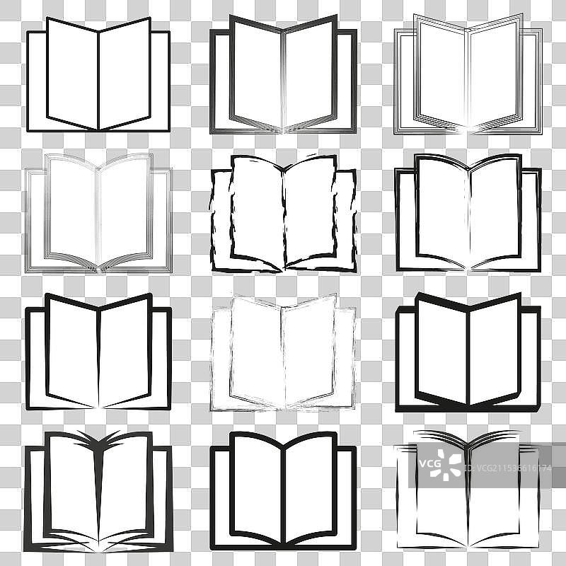 开放书本图标多种风格合集 简约图片素材