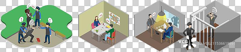 3D等距平面警务场景集合图片素材