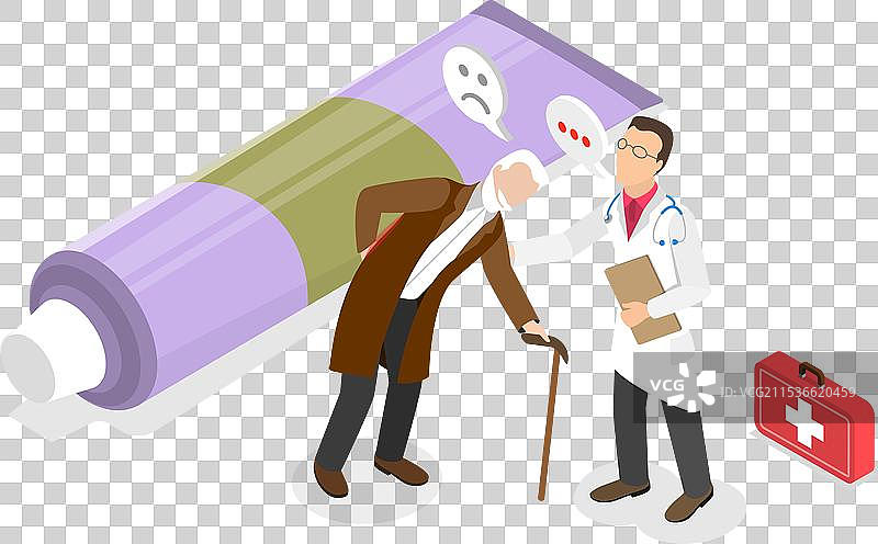 3D等距平面图显示背部疼痛图片素材