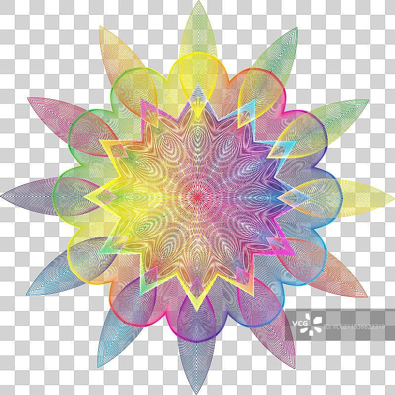 黑色背景上的明亮装饰性彩色圆圈图片素材