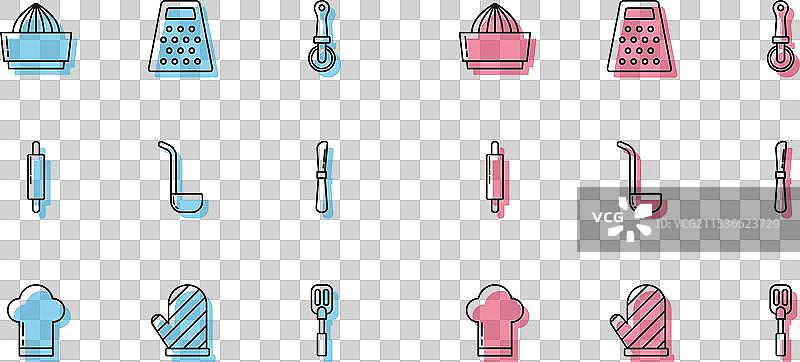 厨师帽、烤箱手套、柑橘水果榨汁机图片素材