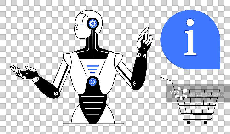 机器人提供购物助手服务并提供信息图片素材