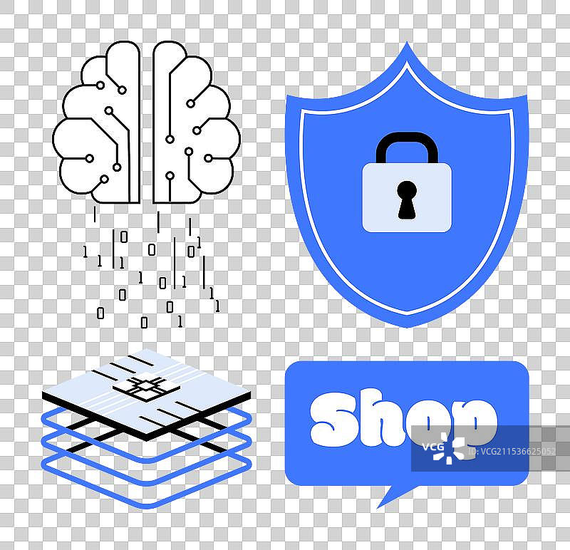 网络安全与电子商务脑部保护盾图片素材