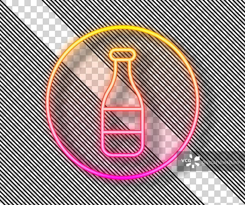 黑色背景上的发光霓虹线瓶子图标图片素材