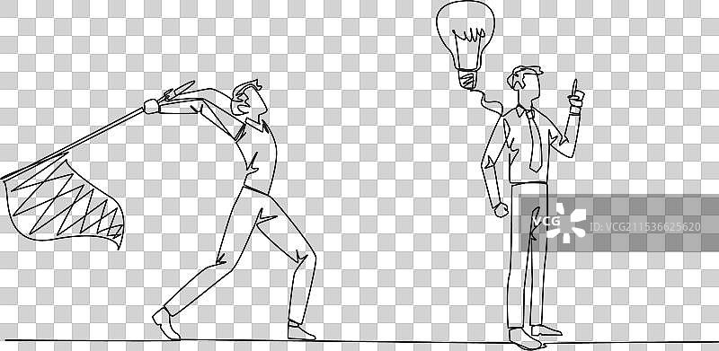 单线条画的商人走来图片素材