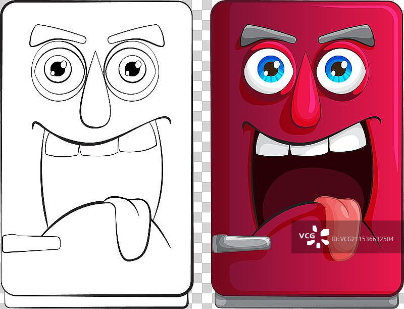 卡通冰箱带有生动的表情和图片素材