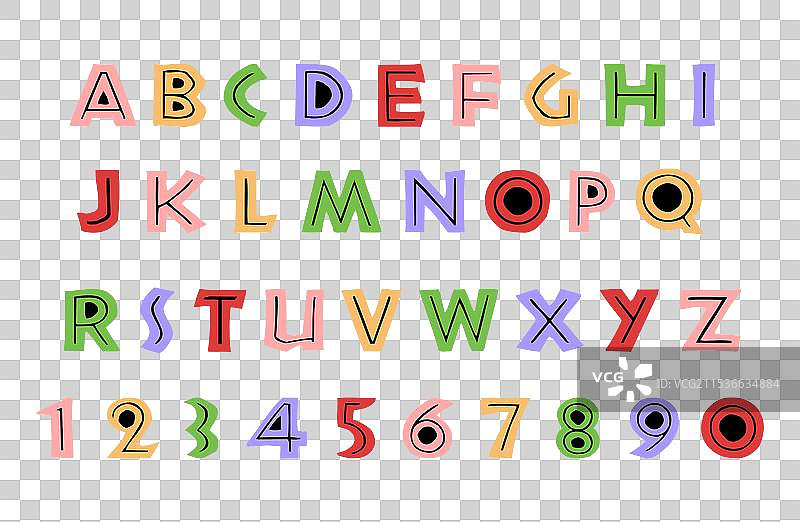彩色手绘字母和数字图片素材