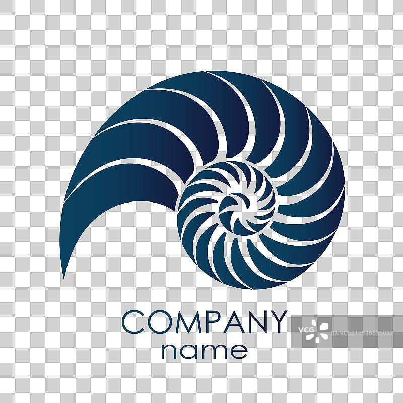 蓝色蜗牛壳螺旋形状的标志图片素材