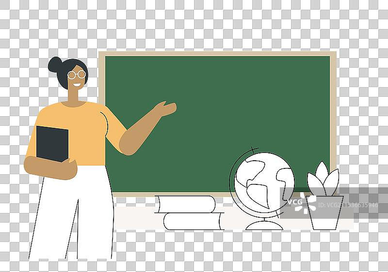女教师在教室里授课和学习图片素材