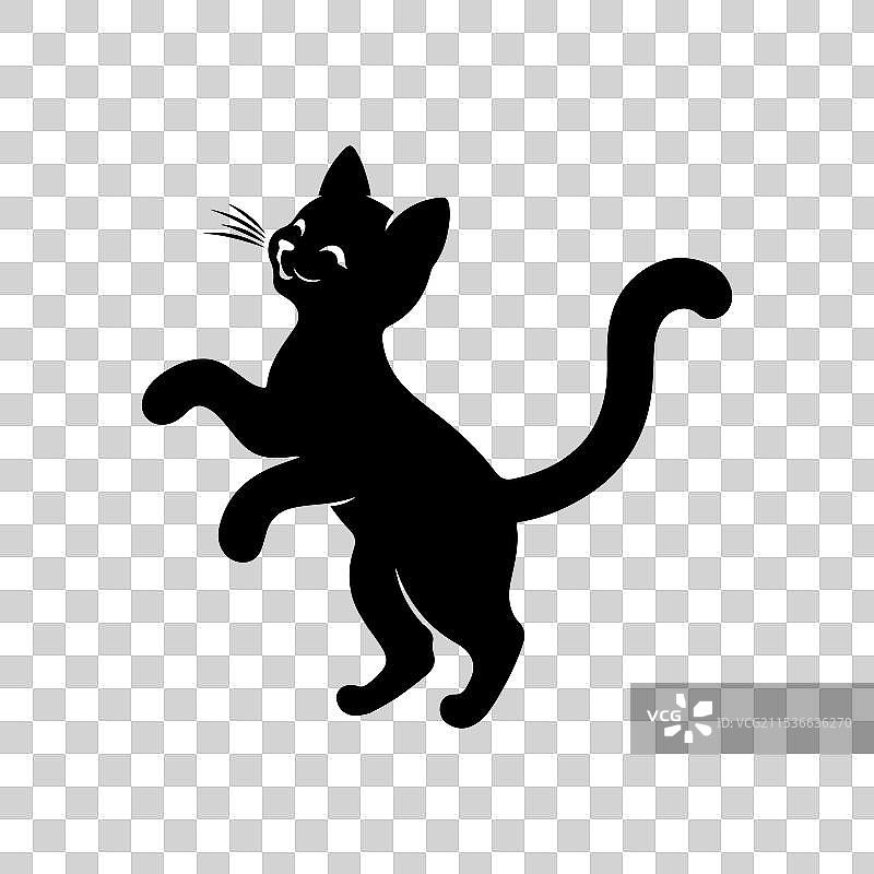 白色背景上的猫的剪影图片素材