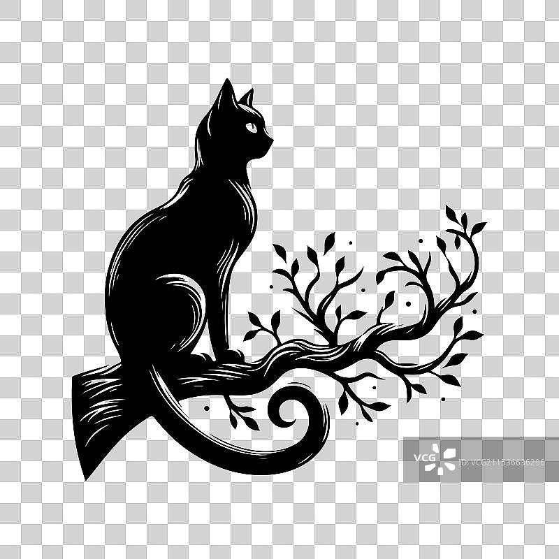 白色背景上的猫的剪影图片素材