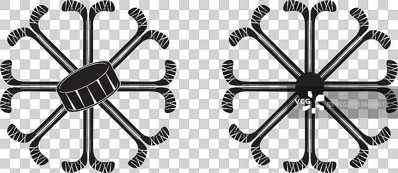 冰球棒 雪花 冰球 冬季运动图片素材